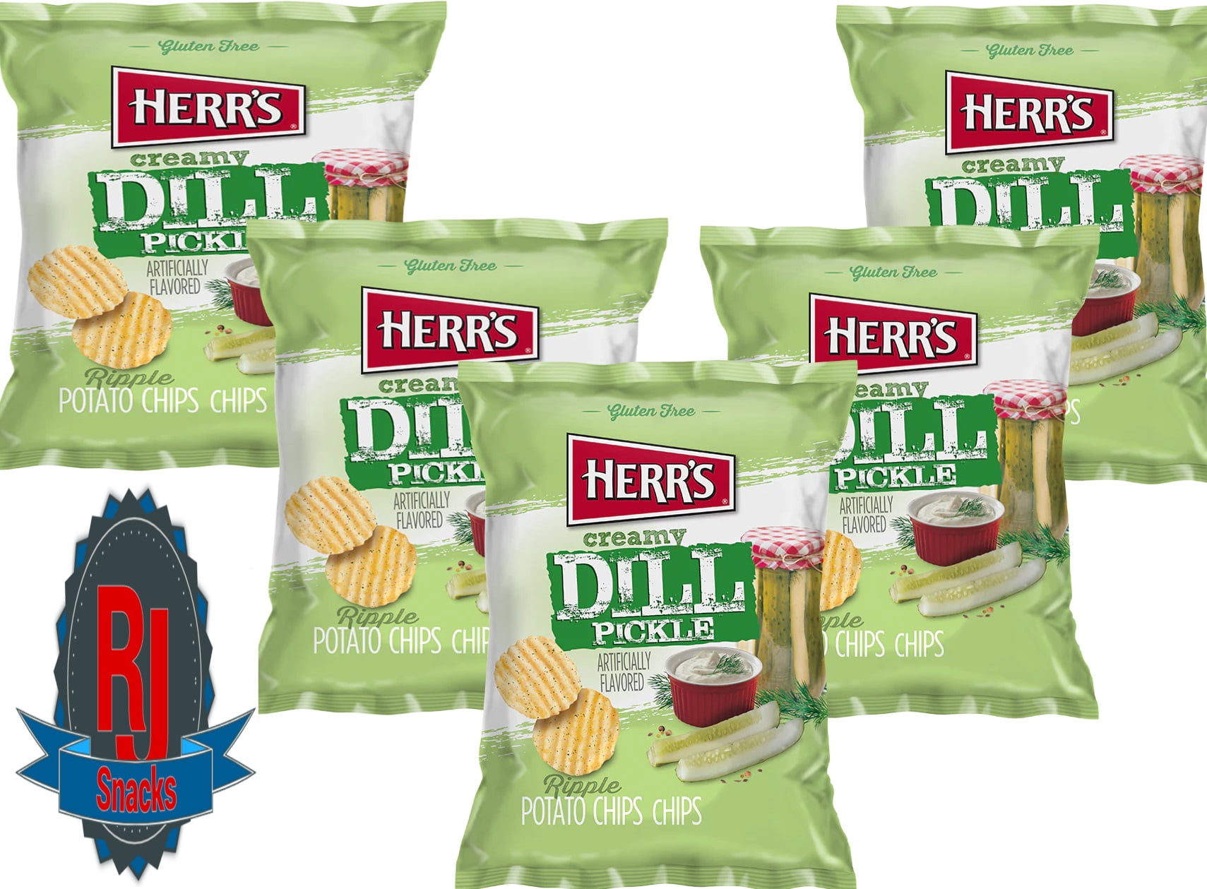 Herr`s Creamy Dill Potato Chips 1 oz Pack of 42 (Curated by RJ Snacks)