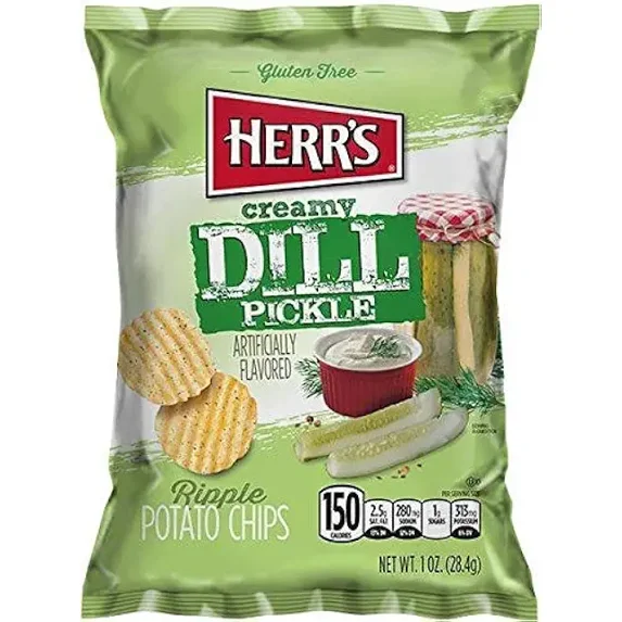 Herr`s Creamy Dill Potato Chips 1 oz Pack of 7 (Curated by RJ Snacks ...