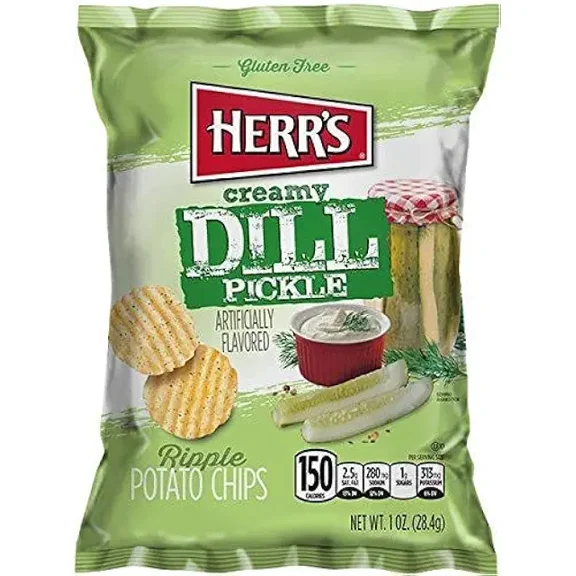 Herr`s Creamy Dill Potato Chips 1 oz Pack of 7 (Curated by RJ Snacks)