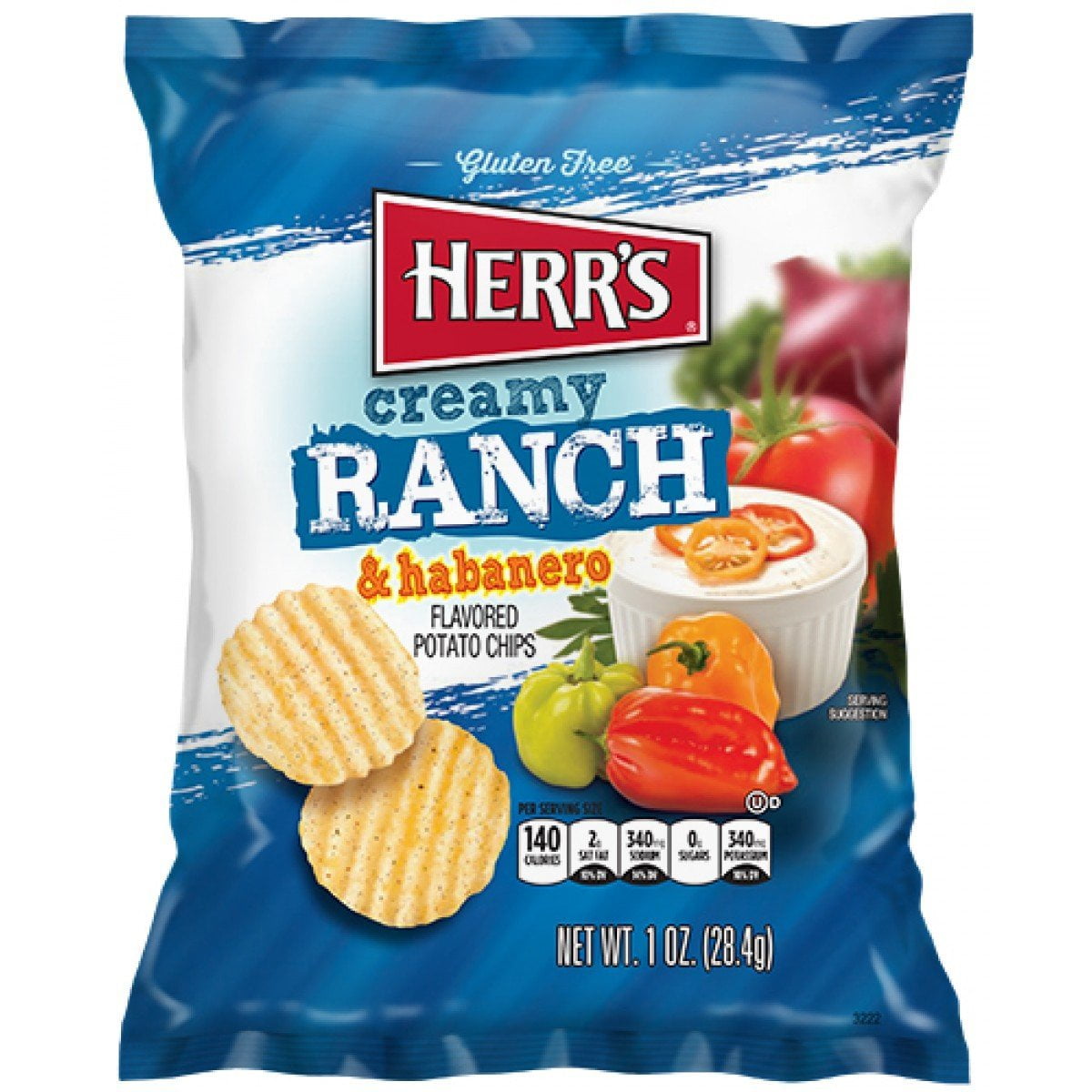 Herr's Creamy Ranch & Habanero Chips 1 oz Pack of 42