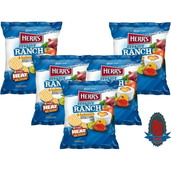 Herr`s Creamy Ranch Habanero Potato Chips 1 oz Pack of 42 (Curated by RJ Snacks)