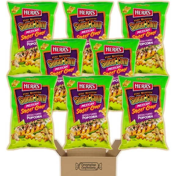 Herr's Fire Roasted Mexican Street Corn Bulk Share Pack - 8 1.5oz Bags of Air-popped Gluten Free Mexican Street Corn Flavored Popcorn - Movie Night, Flights, Work Snack in Cornershop Confections Box