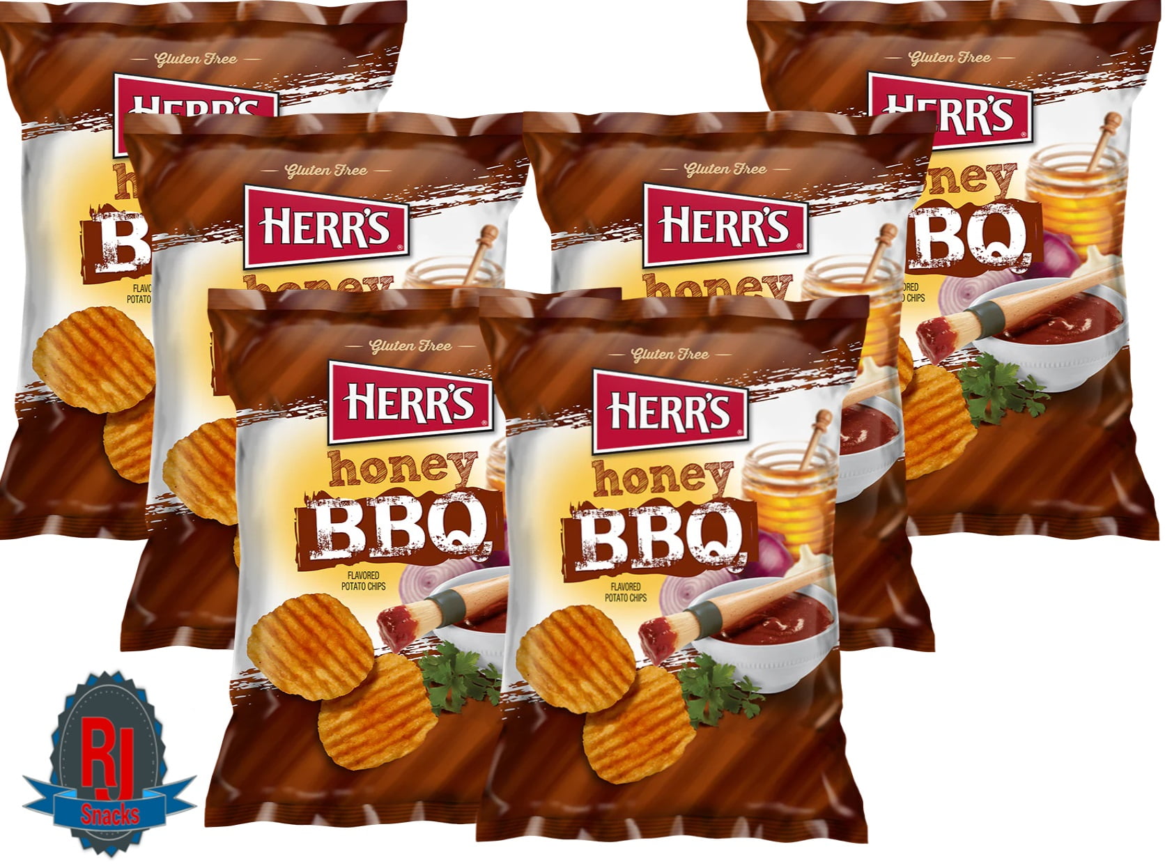 Herr`s Honey BBQ Potato Chips 1 oz Pack of 42 (Curated by RJ Snacks ...