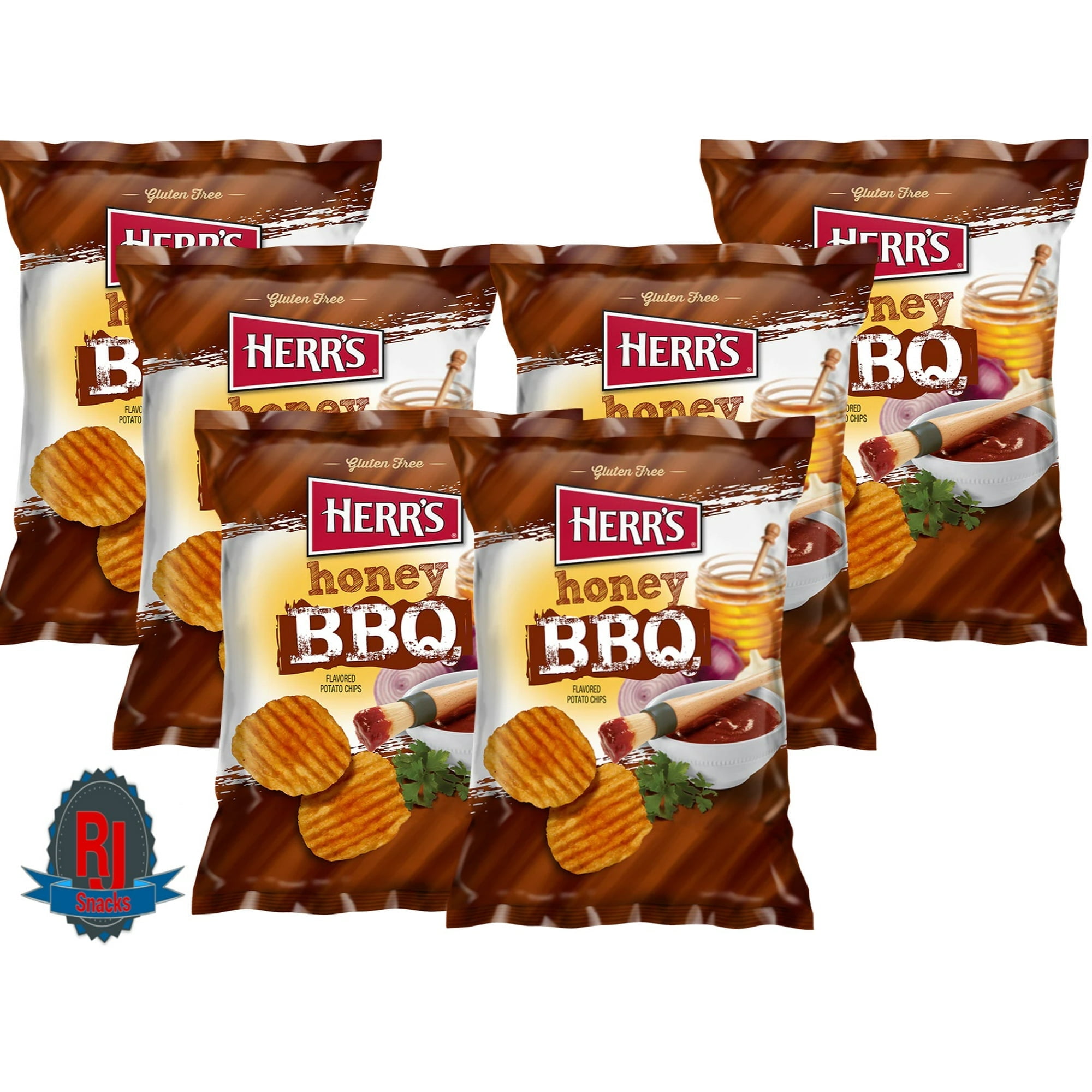 Herr's Honey BBQ Potato Chips 2.75 oz Pack of 3(Curated by RJ Snacks ...