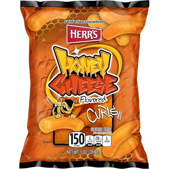 Herr`s Honey Cheese Curls 1 oz Pack of 12 (Curated by RJ Snacks)