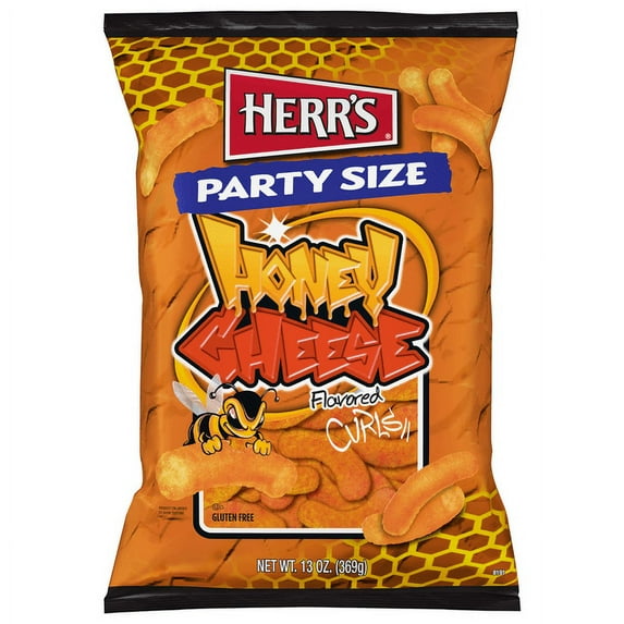 Herr's Honey Cheese Flavored Cheese Curls, 4-Pack 13 oz. Party Size Bags