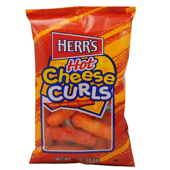 Herr's Hot Cheese Curls 1 oz Bags - Pack of 42