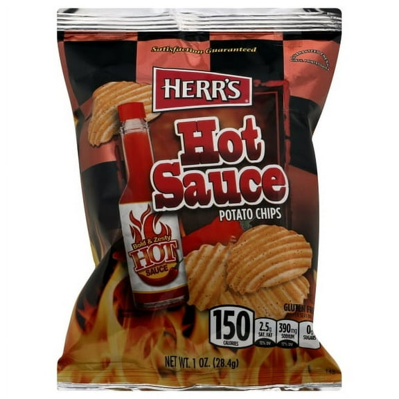 Herr's Hot Sauce Potato Chips 1 oz Bags - Pack of 42