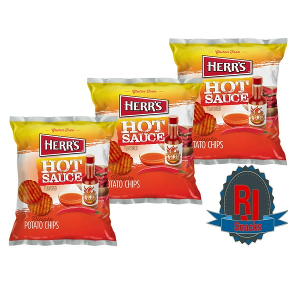 Herr`s Hot Sauce Potato Chips 1 oz Pack of 42 (Curated by RJ Snacks)