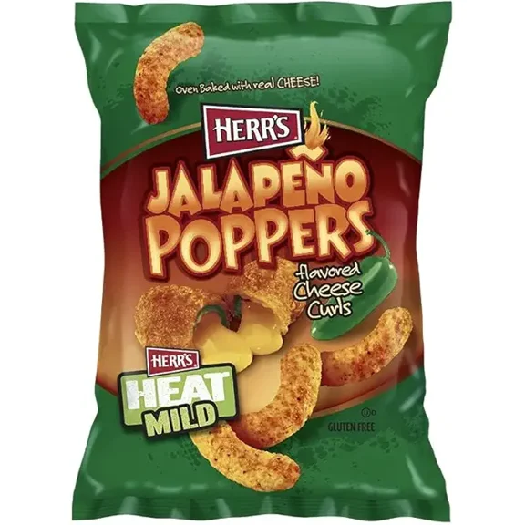 Herr`s Jalapeno Cheese Curls 1 oz Pack of 12 (Curated by RJ Snacks)