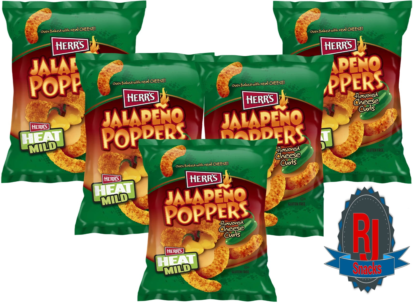 Herr`s Jalapeno Cheese Curls 1 oz Pack of 24 (Curated by RJ Snacks ...
