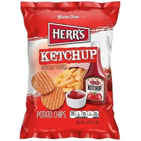 Herr`s Ketchup Potato Chips 1 oz Pack of 12 (Curated by RJ Snacks)