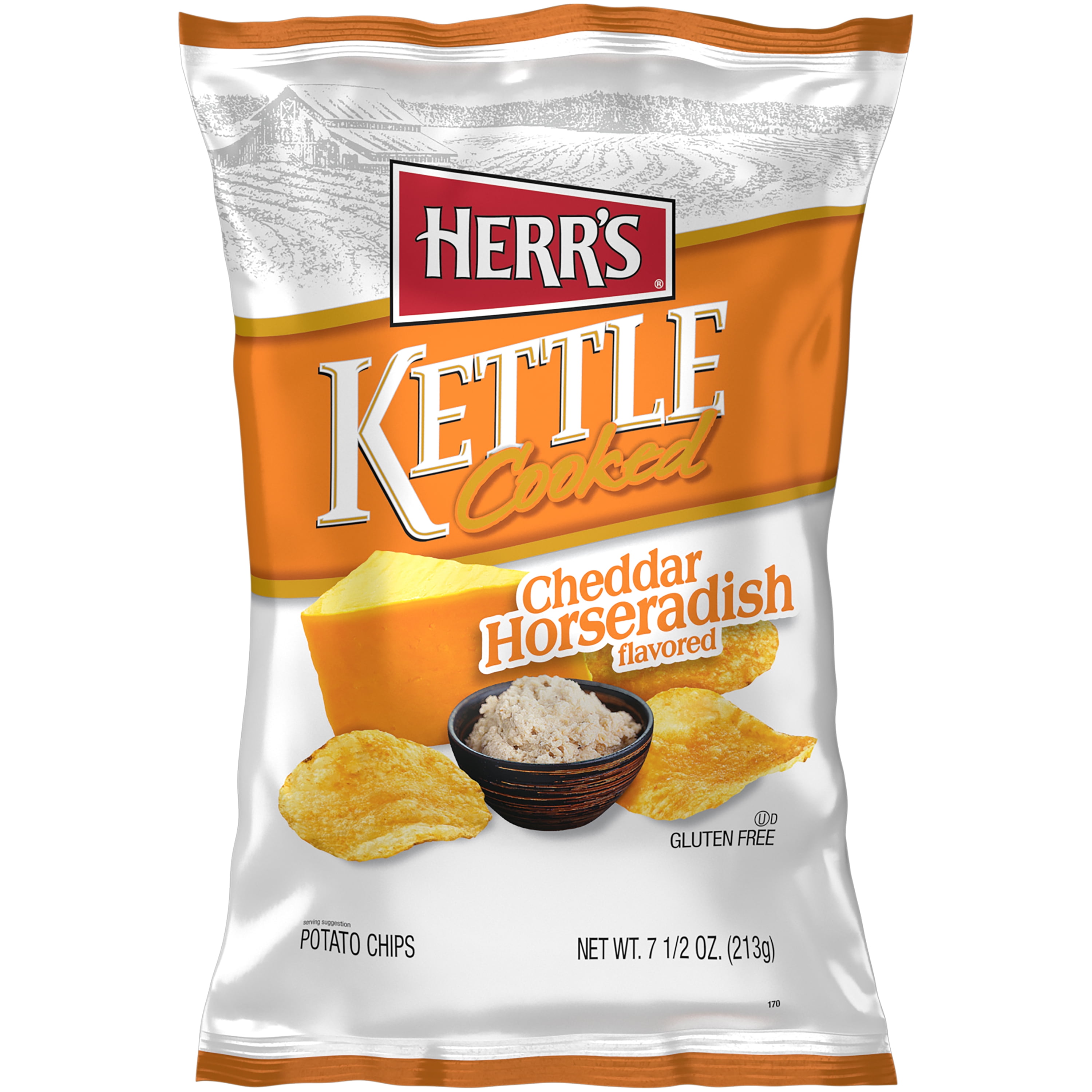 Herr's Kettle Cooked Cheddar Horseradish Potato Chips, 7.5 oz