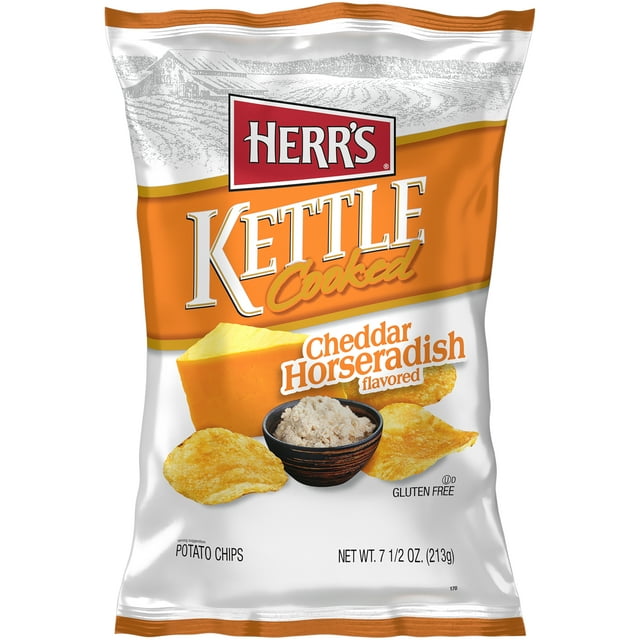 Herr's Kettle Cooked Cheddar Horseradish Potato Chips, 7.5 oz