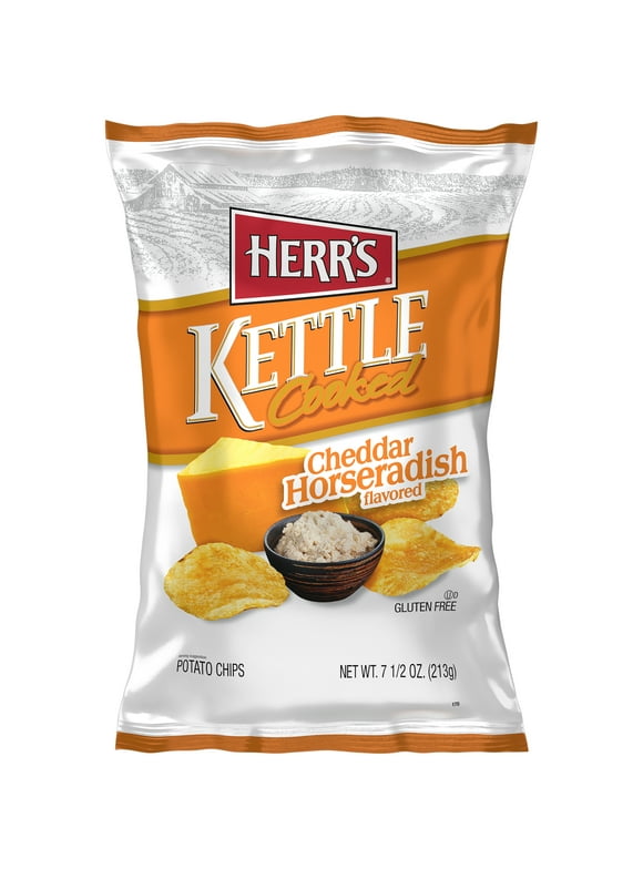 Herr's Kettle Cooked Cheddar Horseradish Potato Chips, 7.5 oz.