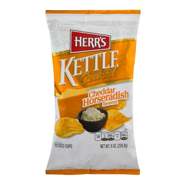 Herr's Kettle Cooked Cheddar Horseradish Potato Chips, 7.5 oz