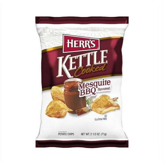 Herr's Kettle Cooked Mesquite BBQ Flavored Potato Chips, 2.5 oz
