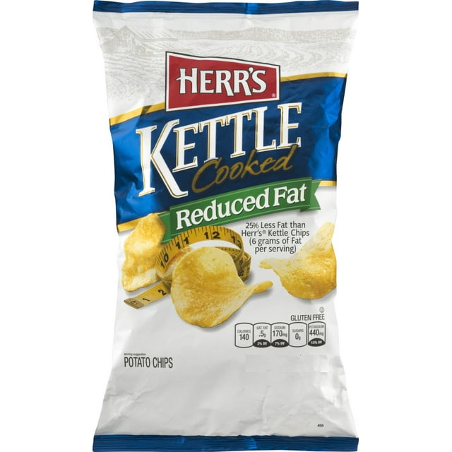 Herr's Kettle Cooked Potato Chips Original Reduced Fat, 4Pack 7.5 oz