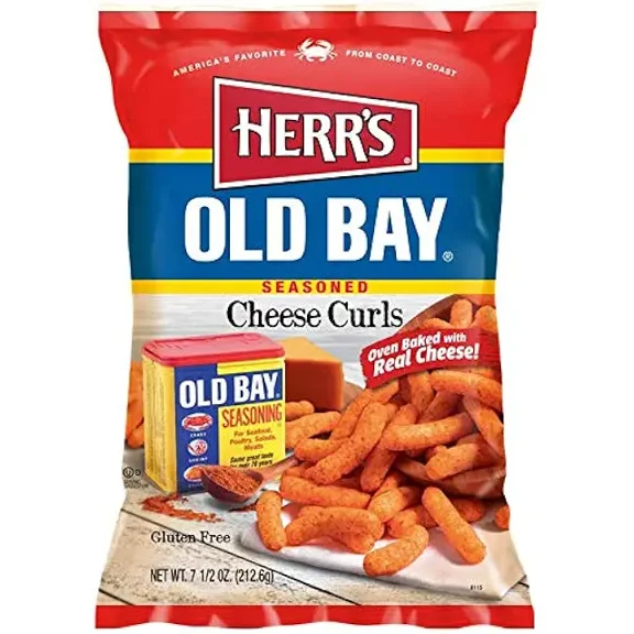 Herr's Old Bay Cheese Curls 2.75 oz Pack of 3 (Curated by RJ Snacks)