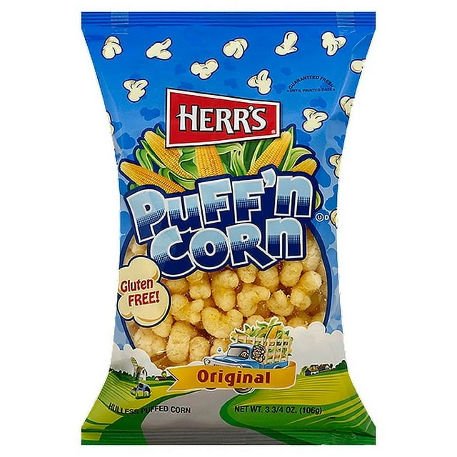 Herr's Original Puff'n Corn Hulless Puffed Corn, 4Pack 3.75 oz. Bags