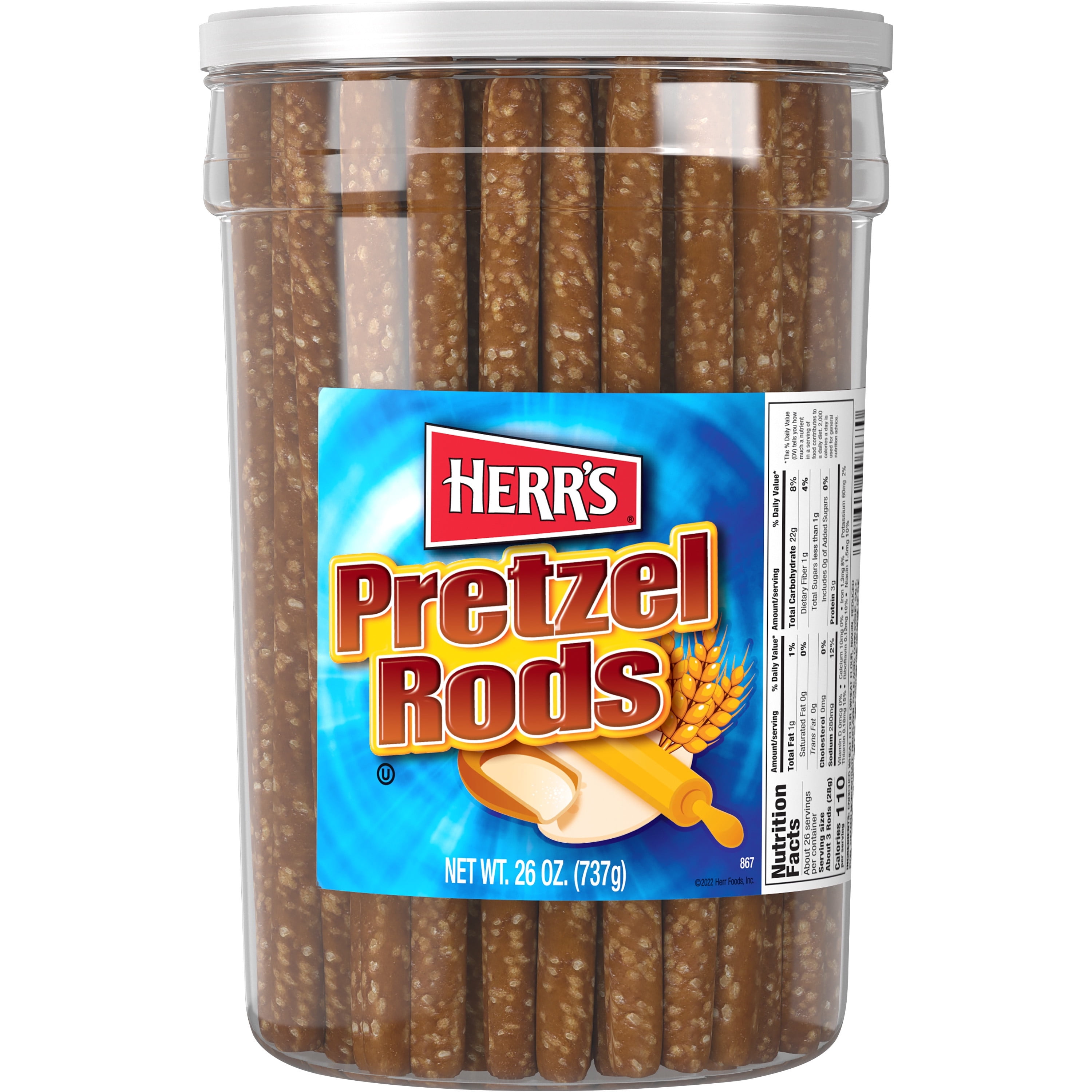 Herr's Pretzel Rods Canister, 26 Oz