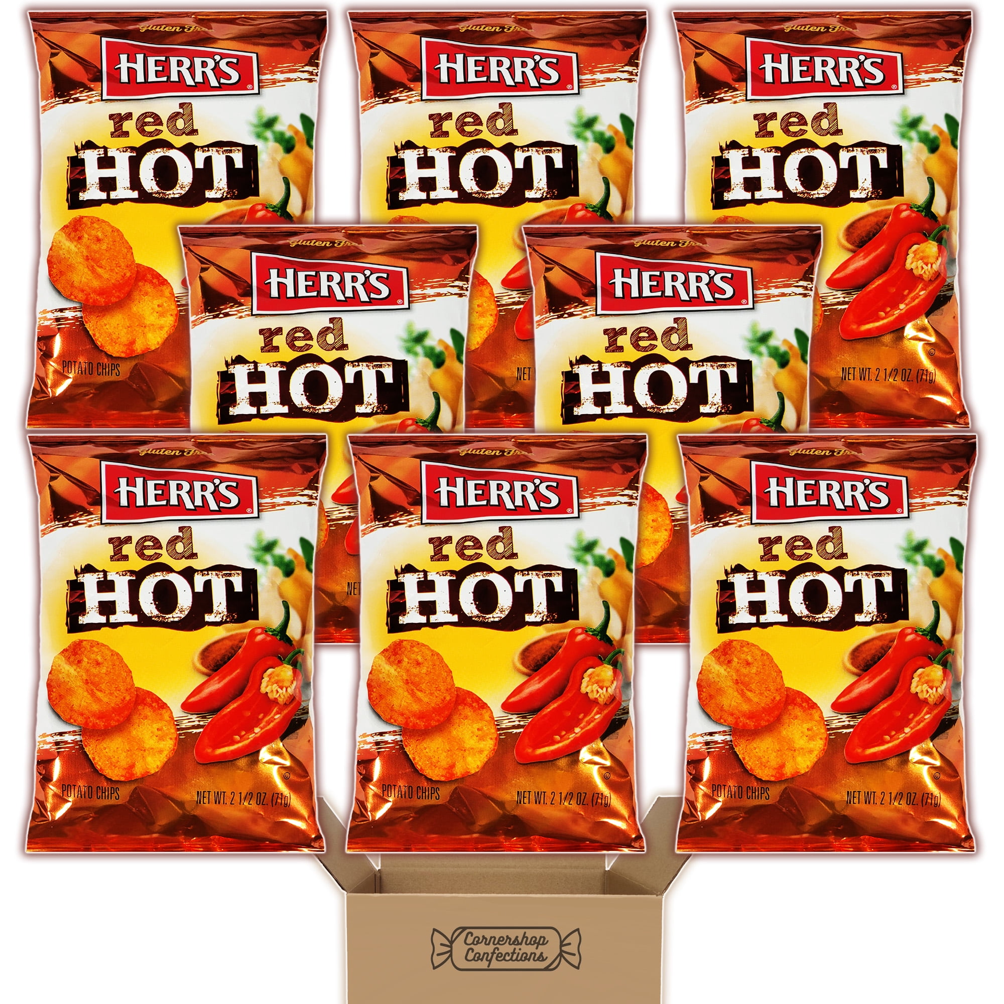Herr's Red Hot Flavored Potato Chips 8 Bag Bulk Pack - 8 Individually ...
