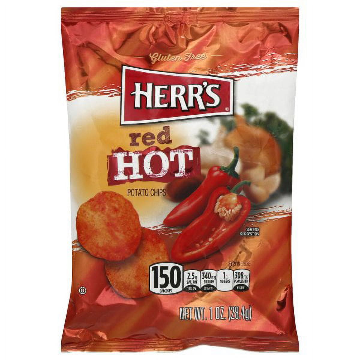 Herr's Red Hot Potato Chips 1 oz Bags - Pack of 42 - Walmart.com