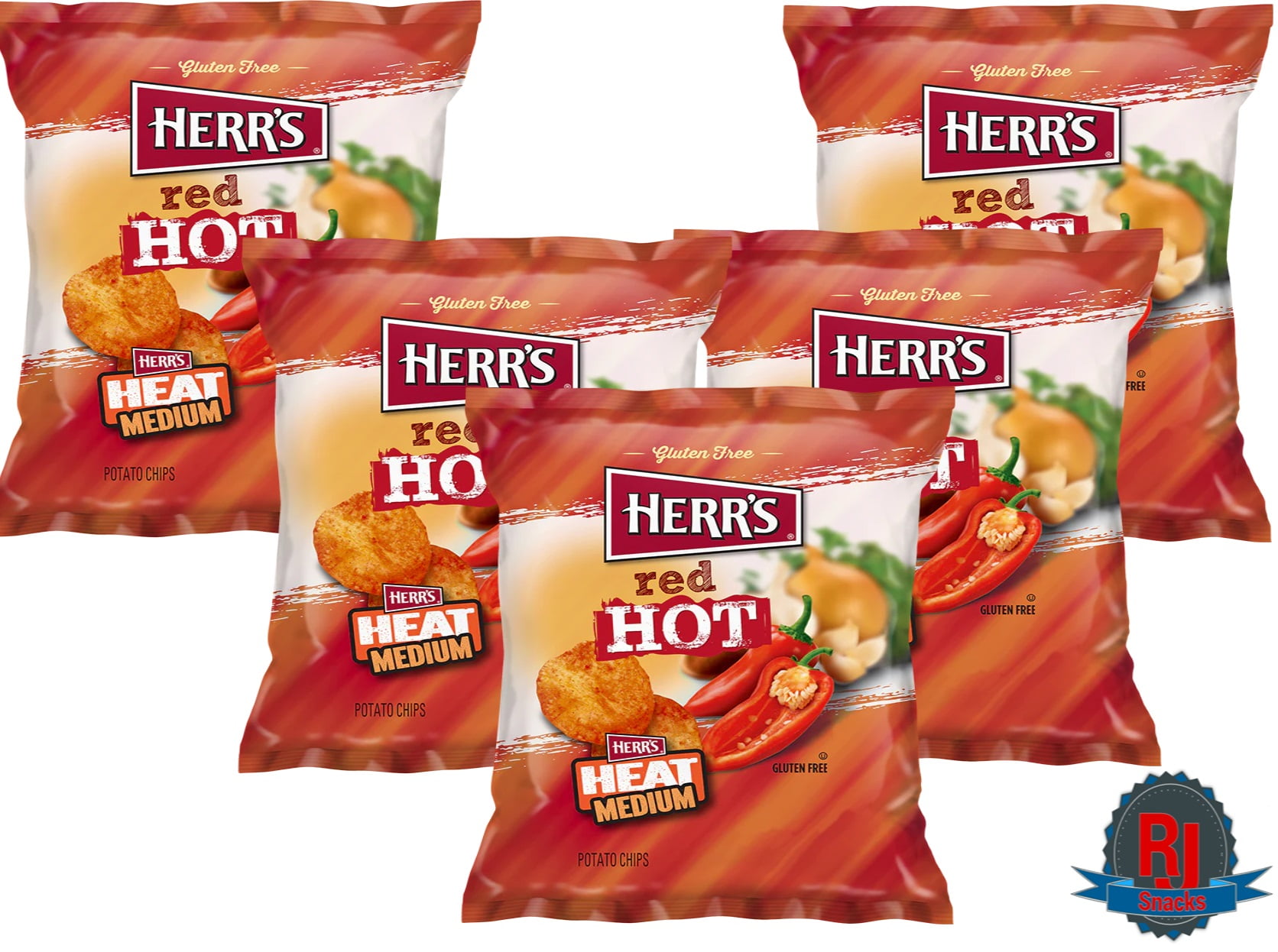 Herr`s Red Hot Potato Chips 1 oz Pack of 24 (Curated by RJ Snacks ...