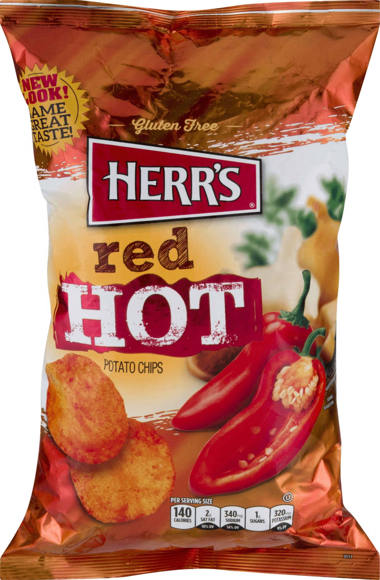 Herr's Red Hot Potato Chips, 3Pack 7.75 oz. Family Size Bags