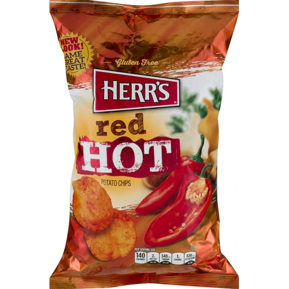 Herr's Red Hot Potato Chips, 4-Pack- 7.75 oz. Family Size Bags