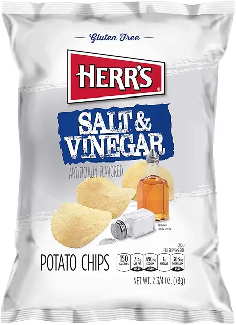 Herr`s Salt & Vinegar Potato Chips 1 oz Pack of 42 (Curated by RJ Snacks)