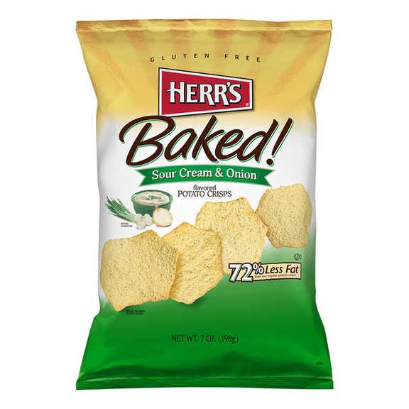 Herr's Sour Cream & Onion Baked Potato Crisps 8 oz. Bag- (4 Bags)