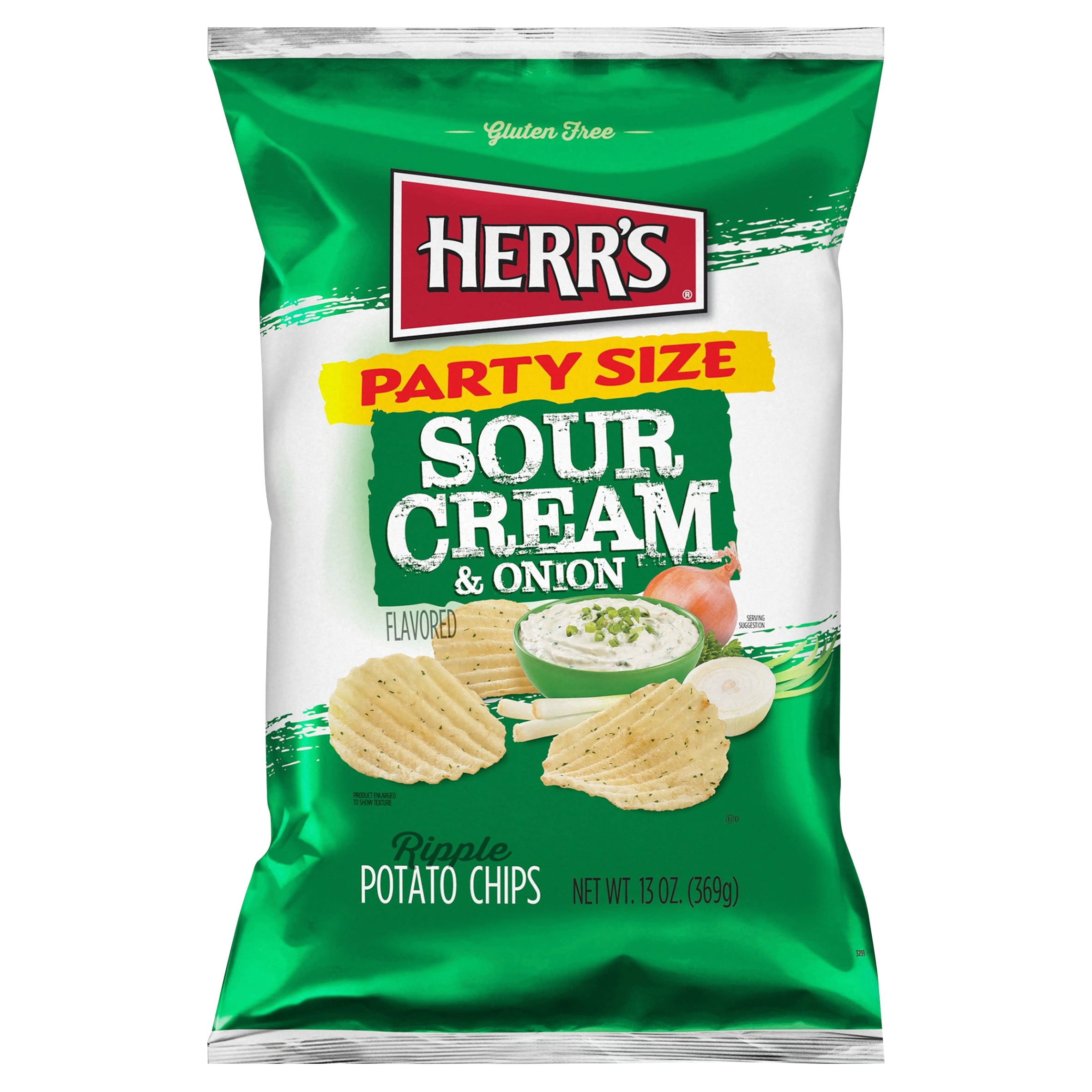 Herr's Sour Cream & Onion Flavored Ripple Potato Chips Party Size, 13