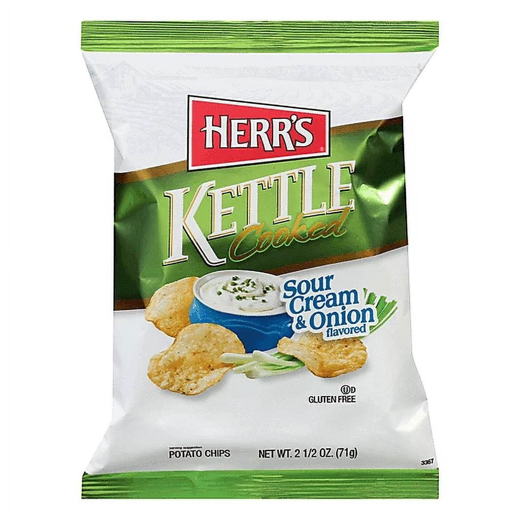 Herr's Sour Cream & Onion Kettle Cooked Potato Chips, 24Pack Case 2.5