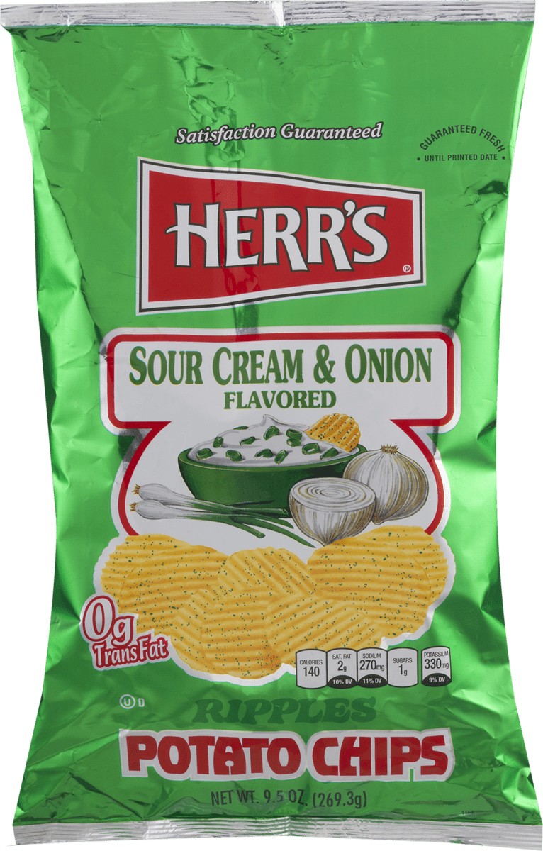 Herr's Sour Cream & Onion Potato Chips 9.5 Oz. (4 Bags)