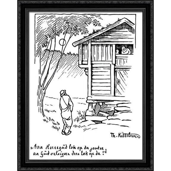 Herreguud Lok Op Da Jenter 28x34 Large Black Ornate Wood Framed Canvas Art by Theodor Severin Kittelsen