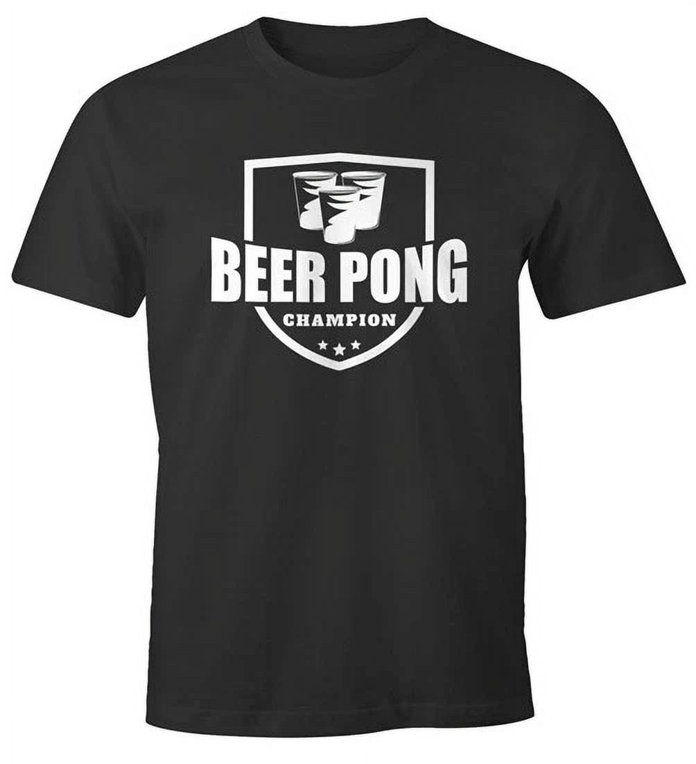 MoonWorks Herren T-Shirt 'Alkoholkontrolle - Bitte Hier Blasen' - Lustiges Party Shirt Aus 100% Baumwolle