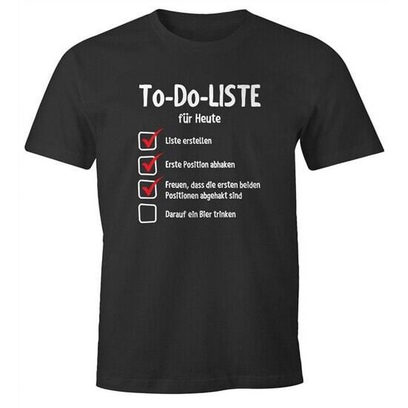 Herren T-Shirt To do Liste für Heute lustiges Trink Shirt Saufen Bier Party