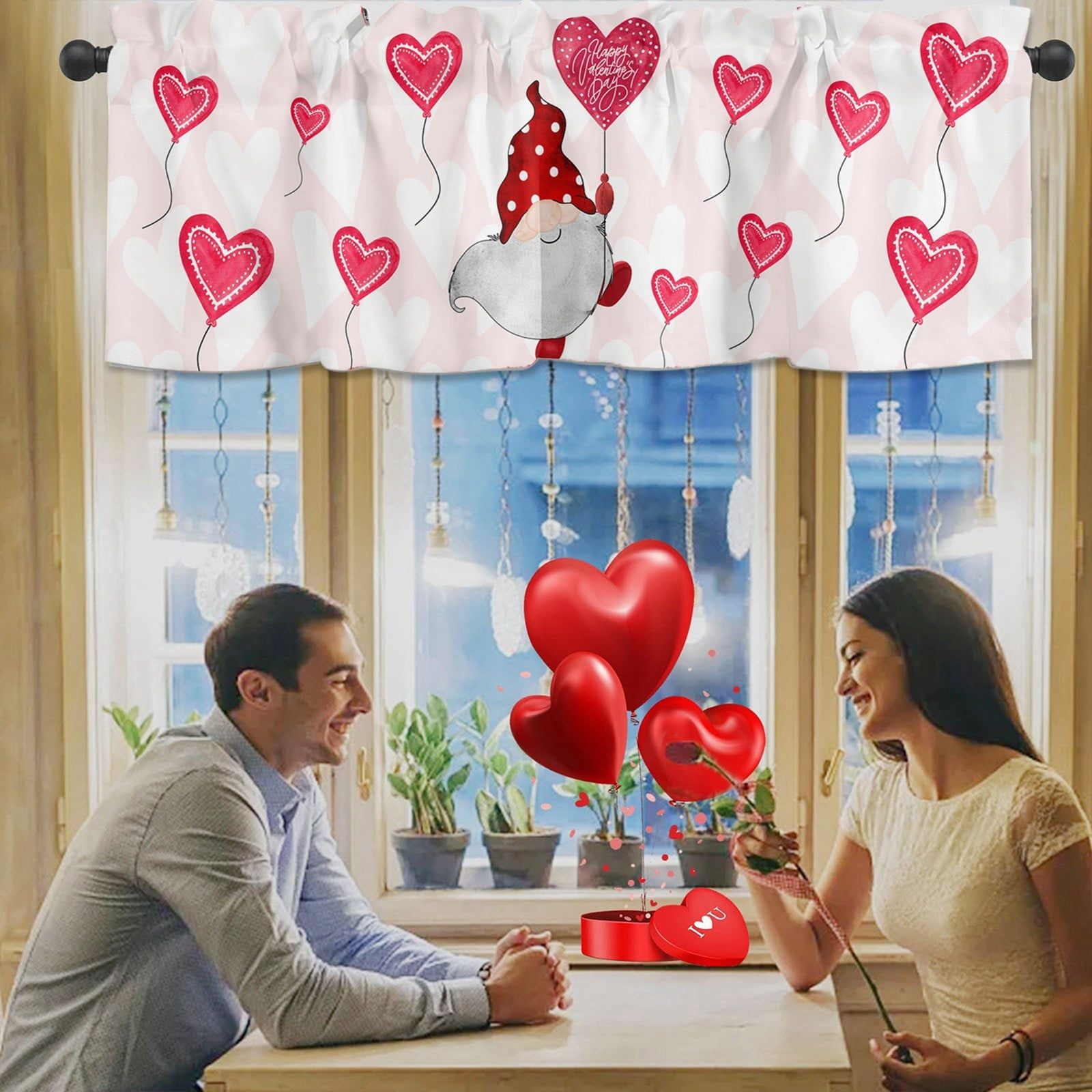 Herrenming Valentine's Day Printed Curtain Fabric Simple Insulated ...