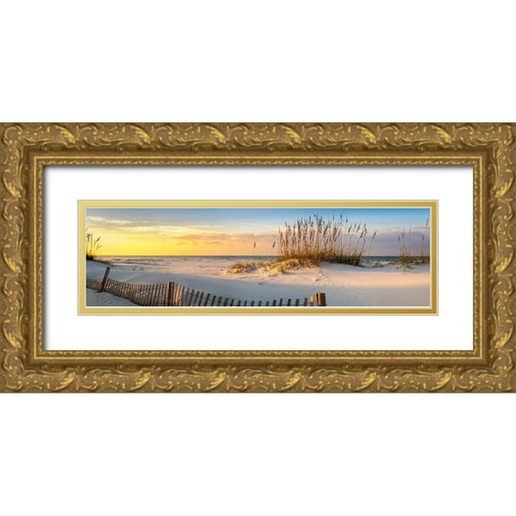 Herrera, H.J. 18x8 Gold Ornate Wood Framed with Double Matting Museum Art Print Titled - Pensacola Beach Sunrise