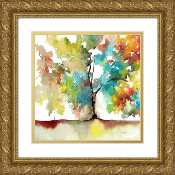 Herrera, Leticia 15x15 Gold Ornate Wood Framed with Double Matting Museum Art Print Titled - Rainbow Trees III