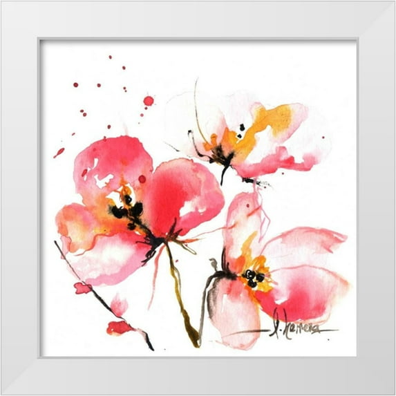 Herrera, Leticia 20x20 White Modern Wood Framed Museum Art Print Titled - Blooms Hermanas IV