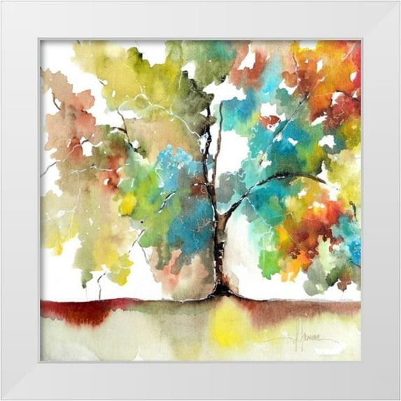 Herrera, Leticia 26x26 White Modern Wood Framed Museum Art Print Titled - Rainbow Trees III