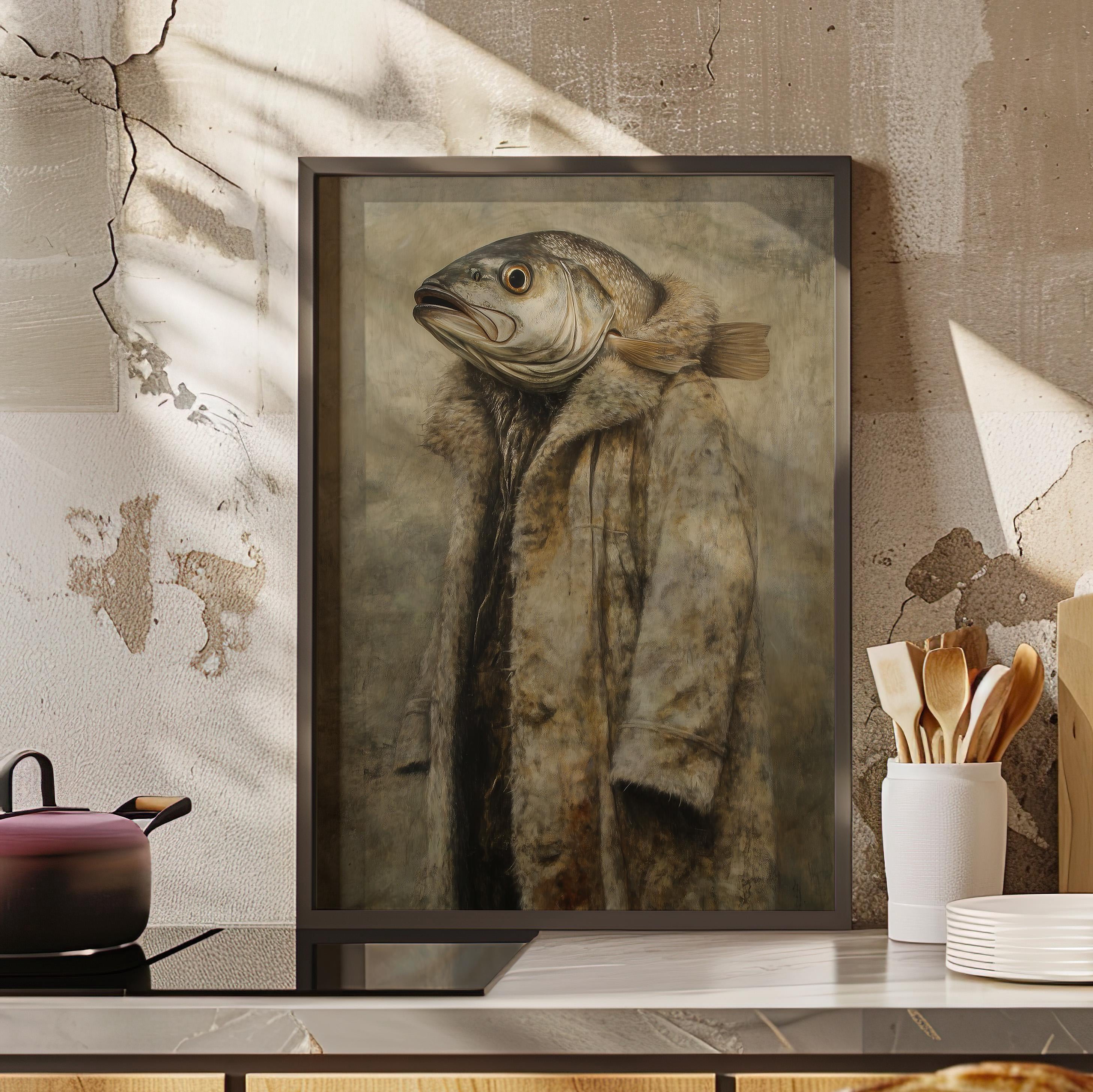 Herring Fish In A Fur Coat Vintage Sureal Fish Art Rustic Human Sea ...