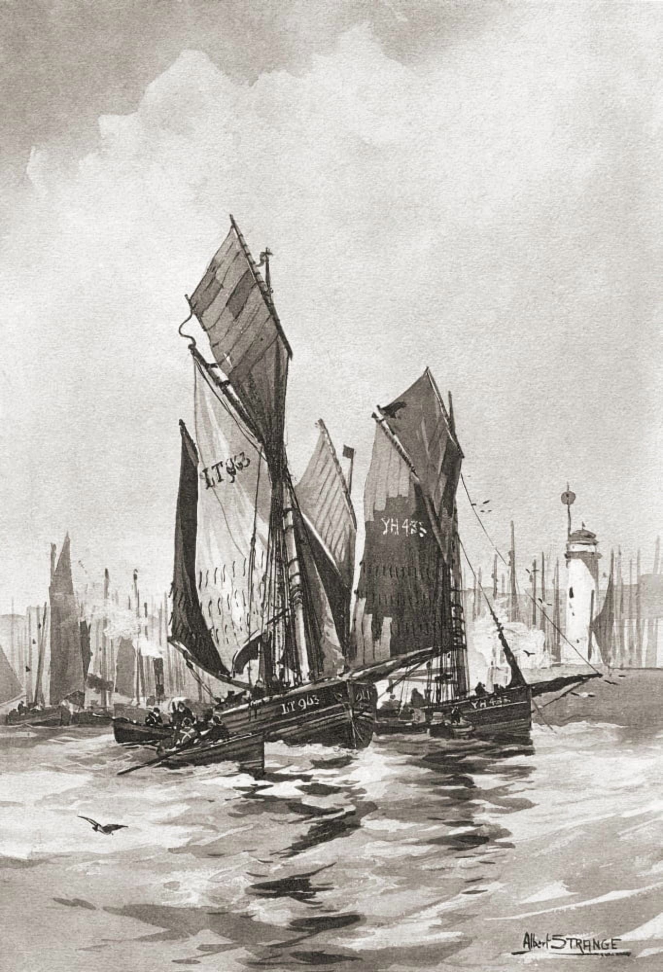 The Herring Fleet Scarborough Yorkshire England In The Late 19Th Century From Picturesque History Of Yorkshire Published C1900 Canvas Art - Ken Welsh Design Pics (24 x 34)