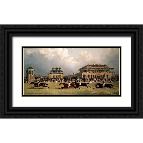 Herring, J. F 14x9 Black Ornate Wood Framed with Double Matting Museum Art Print Titled - Doncaster Gold Cup of 1838