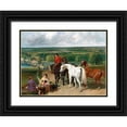 thumbnail image 1 of Herring, John Frederick 24x19 Black Ornate Wood Framed with Double Matting Museum Art Print Titled - Exercising the Royal Horses, 1 of 4