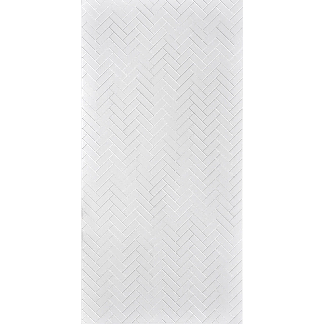 Herringbone 4ft. x 8ft. Gloss White Paintable Glue-Up PVC Wall Panels ...