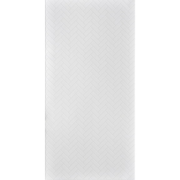 Herringbone 4ft. x 8ft. Gloss White Paintable Glue-Up PVC Wall Panels (96 Sq.ft / Pack) - 3 Pieces