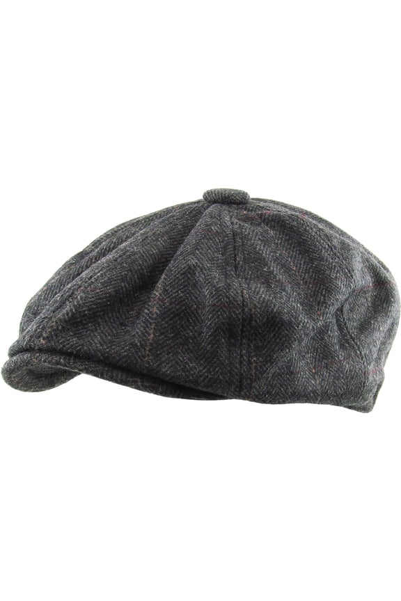 Herringbone Applejack Wool Blend Newsboy Gatsby Ivy Hat Golf Driver Ascot